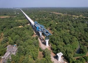 Full Span Girder Launching under progress at Valsad District, November 2023