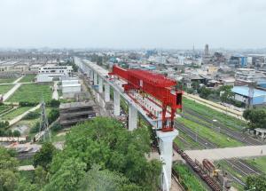 MAHSR Viaduct construction through SBS (Over-slung) method at Ahmedabad District, August 2023 (2)