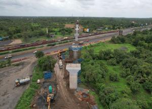 Noise Barrier Erection Work in Progress, Navsari District, October 2023