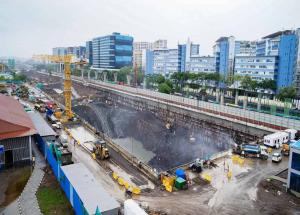 2024年8月、建設中のムンバイ地下駅掘削工事