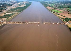नर्मदा नदी पर कुआं नींव कार्य, भरूच ज़िला, जून 2023