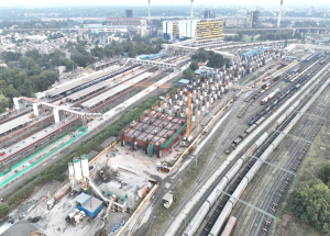 साबरमती बुलेट ट्रेन स्टेशन पर कार्य प्रगति पर, नवंबर 2023