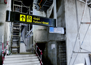 Installation of signboards at Bullet Train stations