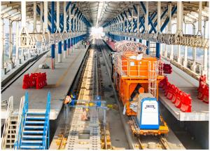 Track work in progress at Surat Bullet Train station for Mumbai-Ahmedabad Bullet Train station