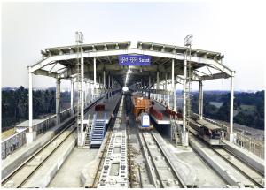 Track work in progress at Surat Bullet Train station for Mumbai-Ahmedabad Bullet Train station