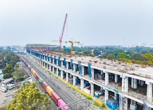 Work in progress at Vadodara Bullet Train station for Mumbai-Ahmedabad Bullet Train project