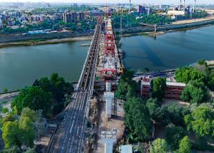 Construction advances on Sabarmati River bridge in Amdavad for Mumbai-Ahmedabad Bullet Train Project