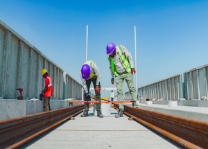 Rail alignment on the Mumbai-Ahmedabad Bullet Train viaduct