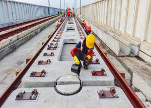 Track work in progress for Mumbai Ahmedabad Bullet Train project in Surat