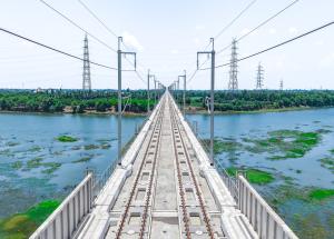 Electrification work in progress at Navsari district for Mumbai-Ahmedabad Bullet Train project