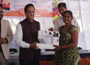 NHSRCL gifted sewing machines to 23 women from Chenpur and Ropda villages in Ahmedabad to enhance income generation opportunities for them