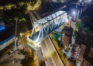 Completion of steel bridge over Anupam Flyover in Ahmedabad for Mumbai-Ahmedabad Bullet Train Project
