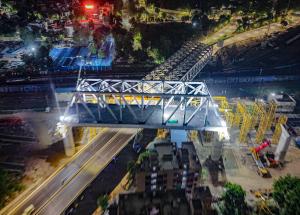 Completion of steel bridge over Anupam Flyover in Ahmedabad for Mumbai-Ahmedabad Bullet Train Project