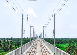 Electrification work in progress at Navsari district for Mumbai-Ahmedabad Bullet Train project